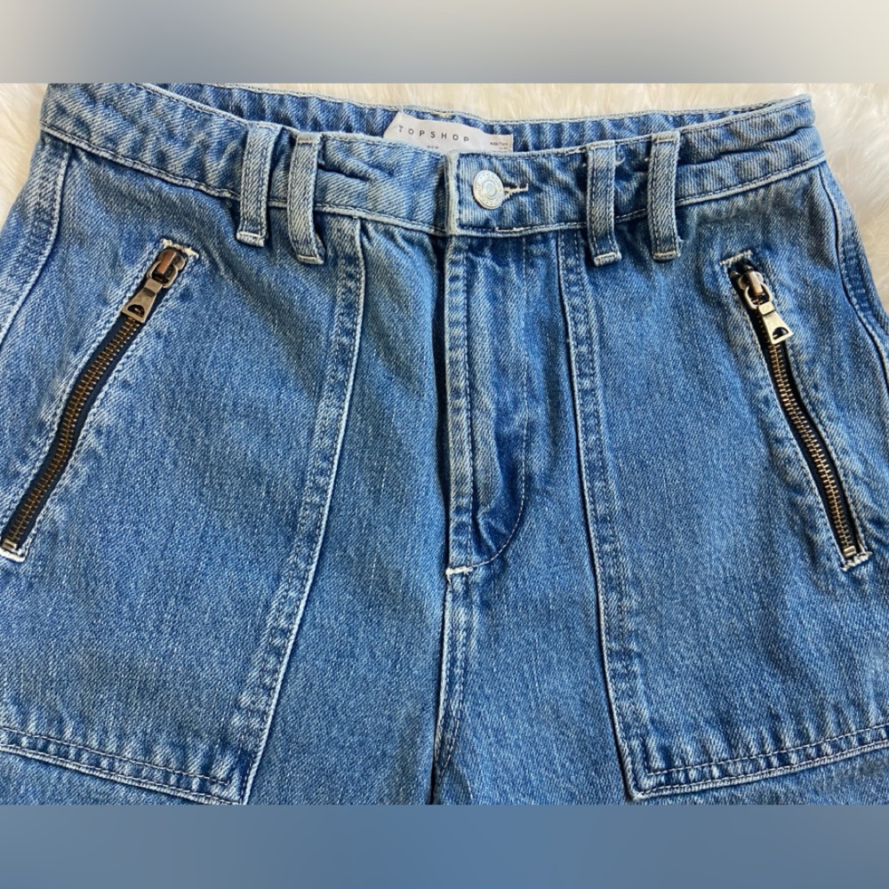 Topshop Mom Jeans Zipper Pockets Utility Style Size 28 - Picture 10 of 15